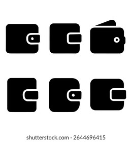 Wallet Icon Set in Minimal Black Style