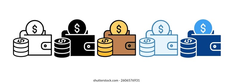 Wallet Icon Set Multiple Style Collection