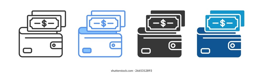 Conjunto de iconos de billetera Colección de estilo múltiple