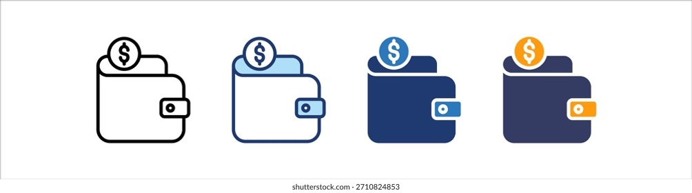 Conjunto de iconos de billetera Colección de estilo múltiple