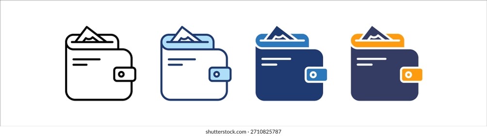 Conjunto de iconos de billetera Colección de estilo múltiple