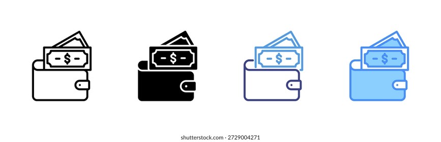 Coleção de múltiplos estilos de conjunto de ícones de carteira