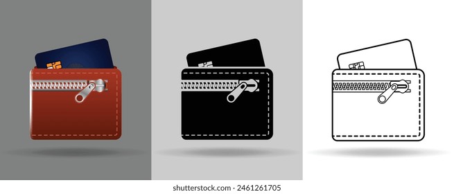 Wallet Icon set. Wallet symbol for your ui,web and other. illustration filled and linear style. Vector illustration concept. 