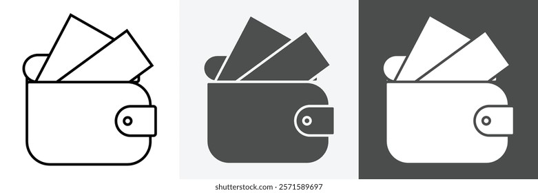 Wallet icon set vector art