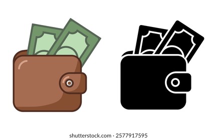 Wallet icon set. Vector illustration.