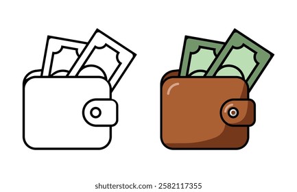 Wallet icon set. Vector illustration.
