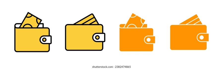 Juego de iconos de cartera para aplicaciones web y móviles. símbolo y signo de cartera