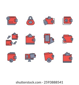 Wallet icon set.vector.Editable stroke.linear style sign for use web design,logo.Symbol illustration.