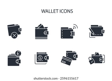Wallet icon set.vector.Editable stroke.linear style sign for use web design,logo.Symbol illustration.