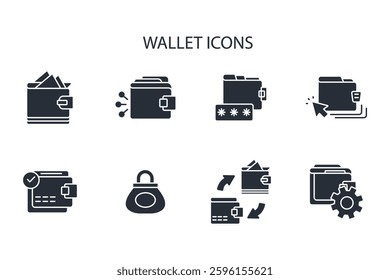 Wallet icon set.vector.Editable stroke.linear style sign for use web design,logo.Symbol illustration.