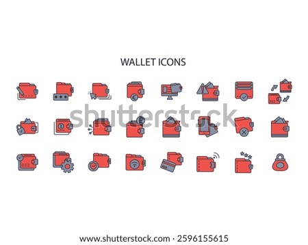 Wallet icon set.vector.Editable stroke.linear style sign for use web design,logo.Symbol illustration.
