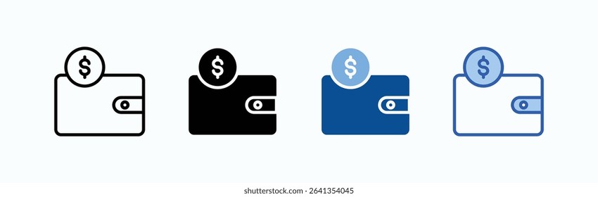 Wallet icon sheet multiple style collection isolated vector