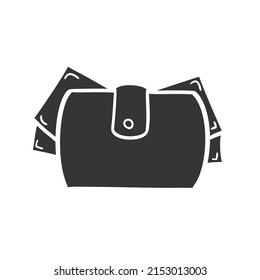 Wallet Icon Silhouette Illustration. Business Vector Graphic Pictogram Symbol Clip Art. Doodle Sketch Black Sign.