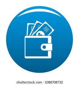 Wallet icon. Simple illustration of wallet vector icon for any design blue