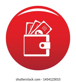 Wallet icon. Simple illustration of wallet vector icon for any design red
