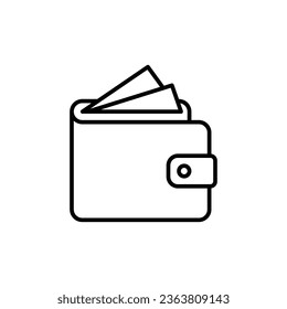 Geldbeutel-Symbol. Einfache Kontur. Erschwinglich, Investitionen, Geld, Bargeld, Dollar, Rechnung, Zahlung, Geschäft, Finanzen Konzept. Dünnliniensymbol. Vektorgrafik einzeln auf weißem Hintergrund. EPS.