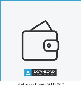 wallet icon. Simple outline wallet vector icon. On white background.