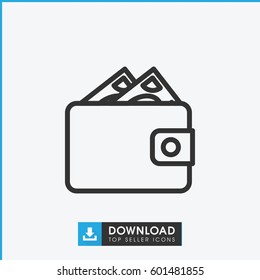 wallet icon. simple outline wallet vector icon. on white background.