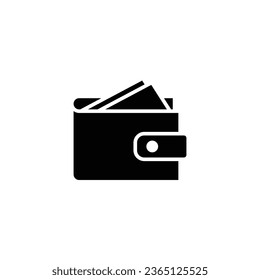 Wallet icon. Simple solid style. Affordable, investment, money, cash, dollar, bill, payment, business, finance concept. Black silhouette, glyph symbol. Vector isolated on white background. EPS.