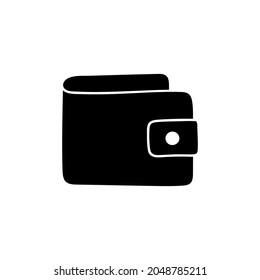 wallet icon in solid black flat shape glyph icon, isolated on white background 