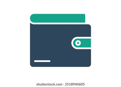 Brieftaschensymbol. Solides Symbolformat. Symbol für Rechnung und Zahlung. Geschäftselemente, Vektorgrafik