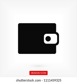 wallet icon, stock vector illustration flat design style