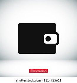 wallet icon, stock vector illustration flat design style
