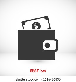 wallet icon, stock vector illustration flat design style