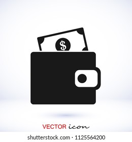wallet icon, stock vector illustration flat design style