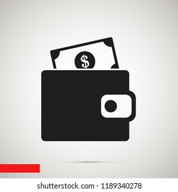 wallet icon, stock vector illustration flat design style
