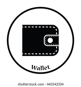 Wallet icon. Thin circle design. Vector illustration.