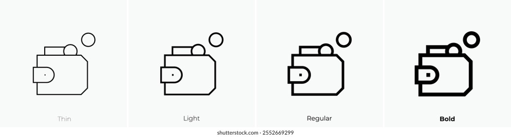 wallet icon. Thin, Light Regular And Bold style design isolated on white background