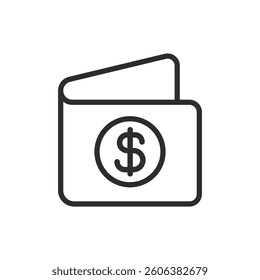 wallet icon, thin line vector illustration eps10
