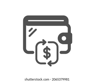 Wallet icon. Transfer money purse sign. Cash budget symbol. Classic flat style. Quality design element. Simple wallet icon. Vector