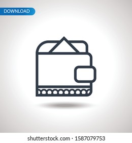 Wallet Icon in trendy flat style isolated on grey background. Wallet symbol for your web site design, logo, app,Wallet Flat Design Line Vector