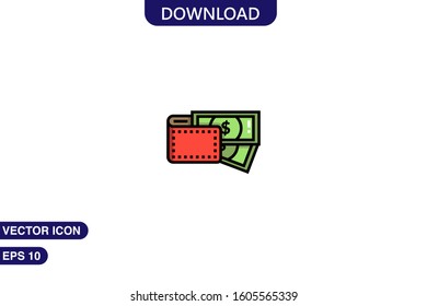 Wallet icon in trendy flat style isolated on white background vector illustration