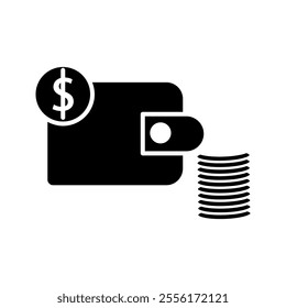 Wallet Icon in trendy flat style isolated on grey background. 