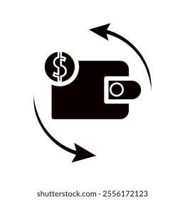 Wallet Icon in trendy flat style isolated on grey background. 