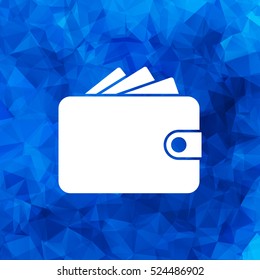 Wallet Icon in trendy flat style isolated on blue polygonal background. Wallet symbol for your design