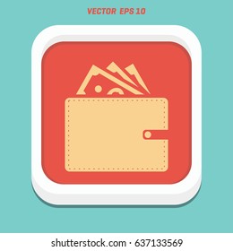 Wallet Icon in trendy flat style isolated on grey background. Wallet symbol for your web site design, logo, app, UI. Vector illustration