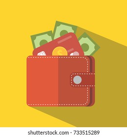 Wallet Icon in trendy flat. Vector illustration.