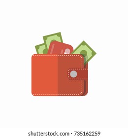 Wallet Icon in trendy flat. Vector illustration.