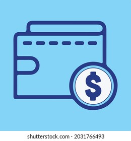 Wallet Icon with US Dollar Symbol.  Can be used for Web, Mobile, Infographic and Print. EPS 10 Vector illustration.