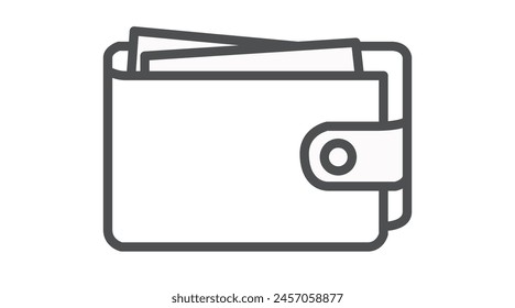 Icono de cartera. Ilustración aislada en blanco y negro de Vector de una cartera