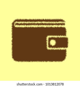 Wallet Icon. Vector. Brown hairy icon on yellowish background. Isolated.