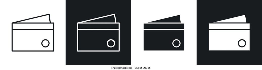 Wallet icon vector collection in black and white.