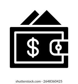 Diseño de Vector de icono de billetera - estilo sólido de alta calidad