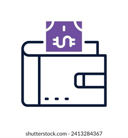 Portemonnaie-Symbol. Vektorsymbol mit zwei Tönen für Ihre Website, Ihr Handy, Ihre Präsentation und Ihr Logo-Design.
