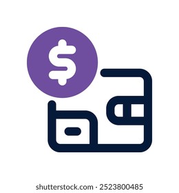 ícone de carteira. vetor ícone de tom duplo para o seu site, móvel, apresentação e design de logotipo.