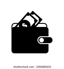 Portemonnaie-Symbol, Vektorgrafik. Geldbeutel gefüllt. für Unternehmen, Finanzen und mehr